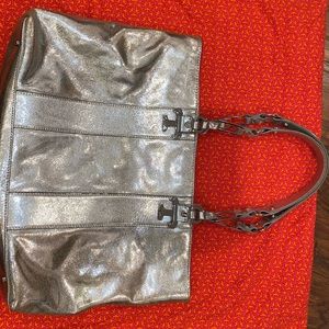 Tory Burch Silver Tote Metallic Bag